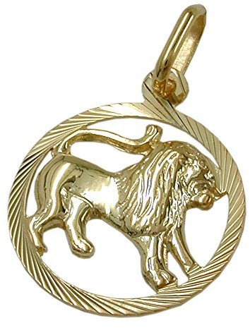 Anhänger 15mm Sternzeichen Löwe 9Kt Gold