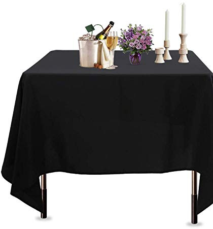 Trimming Shop 90 x 90 Cuadrada Negro Cubierta de Tela de Mesa de poliéster Liso - Tejido de Lino Ancho Adecuado para Superficies Planas - para Banquetes, recepciones de Bodas, y Eventos