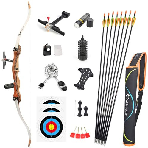 SHARROW Bogenschießen Recurve Bogen und Pfeil Set für Anfänger, 48 54“ Praxis Ausbildung Bogen Recurvebogen 10-20lbs Sportbogen Traditionelle Holzbogen (54-20lbs)