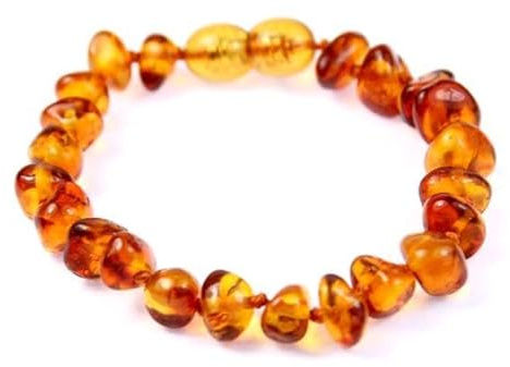 SilverAmber - Bracelet de cheville/bracelet en ambre de la Baltique, couleur cognac, fait à la main, 100% perles d'ambre authentique de première qualité, mesures 12-25 cm, 20 cm, Ambre