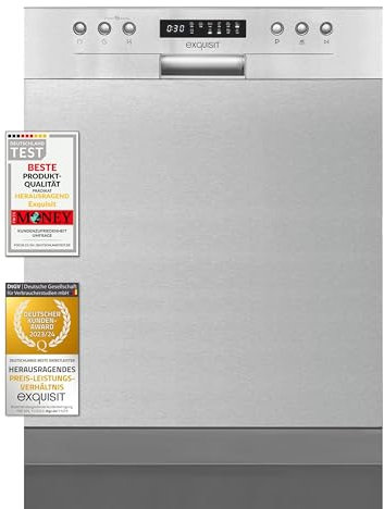 Exquisit Geschirrspüler EGSP9414-EF-030D INOX | Spülmaschine 60 cm Unterbau | Einbaugeschirrspüler | 14 Maßgedecke | Geschirrspüler 60cm Unterbau