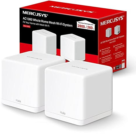 [Nuevo] MERCUSYS HALO H30G(2-Pack) AC1300 Sistema Wi-Fi Mesh para Todo el hogar, 2 Puertos gigabit, Cobertura hasta 260mp, Conecte hasta 100 Dispositivos