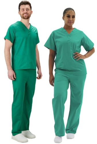 Interweave Healthcare Scrub Set Medical Uniform Unisex Reversible Scrubs Top & Trousers with Pockets in 8 Colours (as8, Alpha, 3X_l, Regular, Regular, Mid Green)