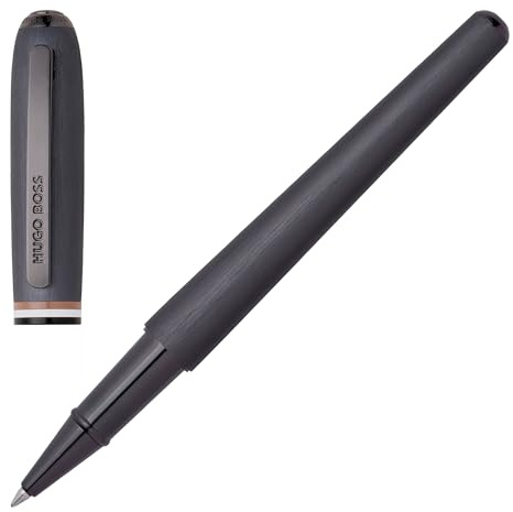 Hugo Boss Contour Iconic Tintenroller aus Messing und Aluminium in der Farbe Schwarz, Länge: 13,6cm, Tintenfarbe: Schwarz, HSH3415D