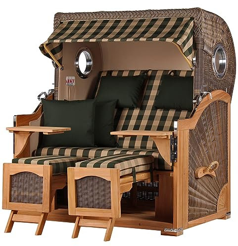 bene living Strandkorb-Set Ammersee 2,5-Sitzer Teak - PE grau - Modell 506 - Liftersystem