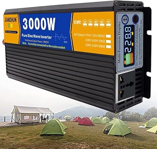 Inverter a Onda sinusoidale Pura 3000W 4000W 5000W 6000W 8000W Trasformatore di Potenza Convertitore- DC 12v 24v 48v in AC 110v 220v 230v Invertitore di Tensione,Per Campeggio Da Viaggio,3000W-12V