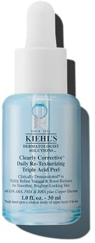 Kiehl's Clearly Corrective Daily Re-Texturizing Triple Acid Peel Serum, Gentle Exfoliating Facial Peel, Smoothes Texture, Primes Skin, with Salicylic Acid, Glycolic Acid, Lactic Acid - 1 fl oz