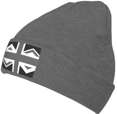WURTON Unisex-Kopfbedeckung, Motiv: Nationalflagge des Vereinigten Königreichs, weich, warm, für den Alltag, als Geschenk, Wintermütze, Strickmütze, Weihnachten, dunkelgrau (Deep Heather),