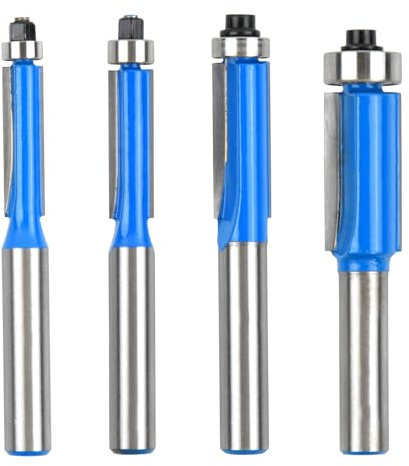 Rapidbok 4 Pezzi Set Frese per Legno, Fresa a Copiare per Legno 8 mm, Punte Fresa Legno per Trapano, Fresa per Legno con Cuscinetto, Fresa per la Lavorazione del Legno per Rifilatore per Legno - Blu