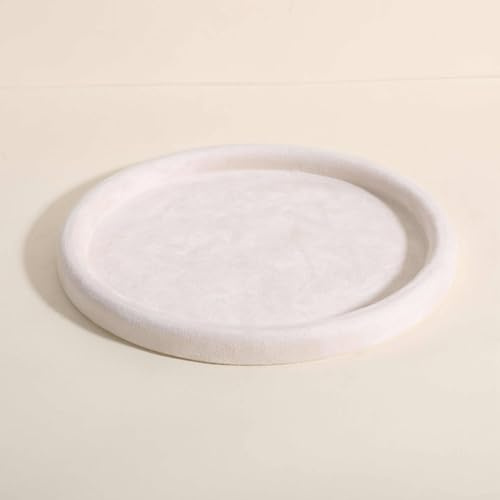 GemeShou Gemehou Round Jewelry Organizer plate, Top Microfiber velvet Jewerly display tray, Empty Jewelry showcase tray for Necklace Bracelet Ring Earring Watch (Cream-Large)