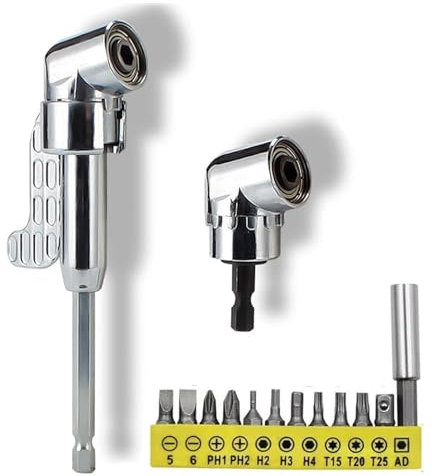 Tkxjry Adaptador de destornillador angular de 105°, juego de accesorios de atornillador angular, juego de accesorios de extensión, punta de tornillo de doblado, broca de tornillo de doblado function