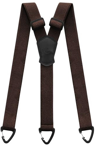 Kohentact Bretelles pour Hommes Extra Résistantes – 3,8 cm de Largeur, Portables Sous les Vêtements, 3 Passants à Boutons-Pression, Idéales pour Pantalons de Travail, Ski et Salopettes