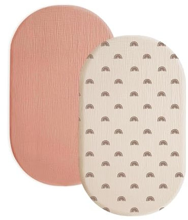 ROEOWENE 2pcs Bettlaken Spannbettlaken für Babybett Spannbettlaken Kinderwagen Musselin-Baumwolle 41x82cm Spannbetttuch für Babybett Matratzenbezug Matratzenschoner für Laufgitter Kinderbett,Reisebett