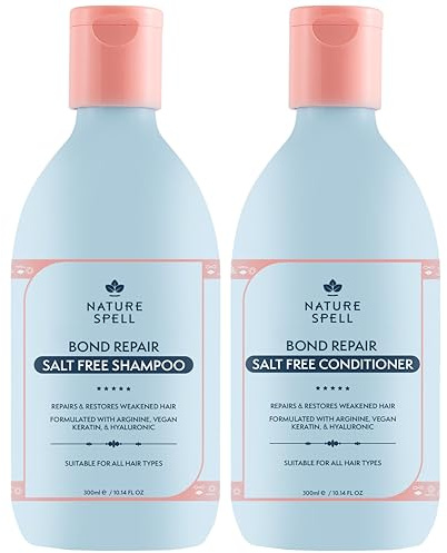 Nature Spell Bond Repair Haircare Duo, Prevents Damage and Restores Hair Structure, Includes Shampoo and Conditioner, Vegan, Pack of 2, 300ml Each