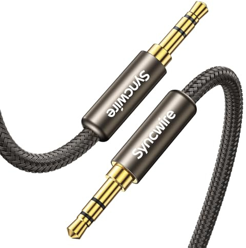 Syncwire Aux Cable 3.5mm Aux Lead for Car, Braided Male to Male Auxiliary Cord for Headphone, iPhone, iPad, iPod, Samsung, MP3 Player, Smartphone, Tablet, Home Stereos, Laptop –1.64ft/0.5M, Gold Brown