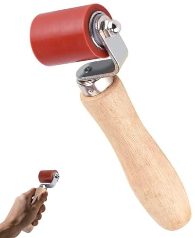 Rodillo de Silicona de Presión 40 mm, Rodillo de Presión Manual Resistente a Altas Temperaturas, Herramienta Presionador Alisado Techo, Rodillo de soldadura de PVC para Techos y Costuras (Rojo)