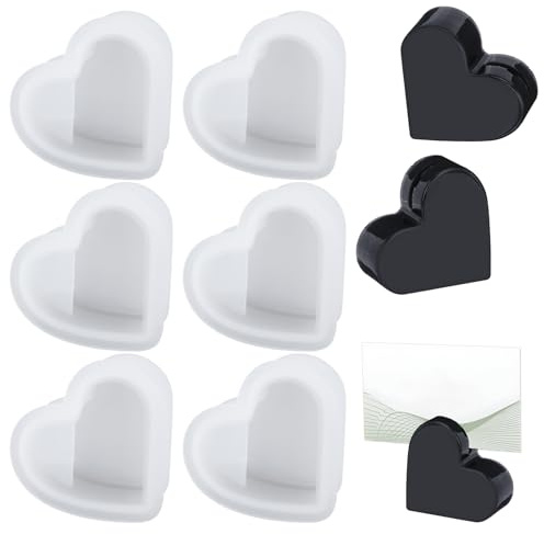 6 stampi in silicone a forma di cuore, stampi per colata, stampi in silicone per porta biglietti da visita a forma di cuore, stampi in resina epossidica per colata di artigianato, sapone