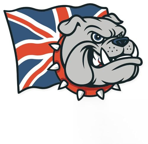 Union Jack British Bulldog UK Vinyl Sticker - Self-Adhesive Decal for Cars, Vans, Windows, Laptops & VE Day | Indoor & Outdoor British Flag