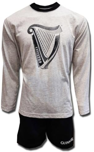 Traditional Craft Limited Guinness Harp Grey and Black Pyjama Set