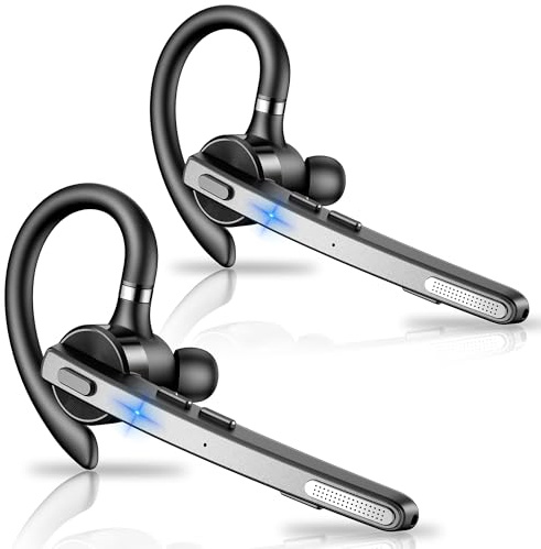 New Bee Auriculares Manos Libres Oreja Bluetooth V5.1 con 72 Horas de Juego Auricular Bluetooth Telefono con Doble Micrófono ENC Cancelación CVC8.0 para Negocios/Oficina (2 Piezas)