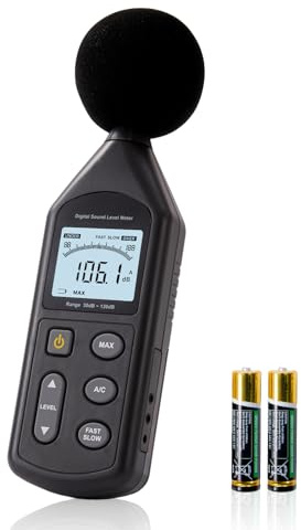 Digvliy DB-01 - Medidor de decibelios de sonido profesional con ponderación de A/C, respuesta rápida/lenta, rango de 30-130 dB, para el hogar, oficina, fábrica, vecinos ruidosos