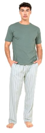 TRAMAS+ Pijama de Hombre Largo,100% Algodón, con Manga Larga y Pantalón Largo, Conjunto de Ropa para Dormir Entretiempo