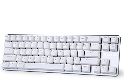 Qisan Happy Deals 10% Discount Off Mechanical Keyboard Gaming Keyboard Blue Switch 68-Keys Mini Design (60%) Gaming Wired Keyboard White Silver Magicforce