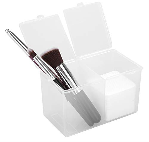 FILFEEL Cotton Pad Holder, 2 Grids Cotton Pads Swabs Makeup Container Nail Polish Glitter Powder Organizer Storage Box for Gauze Ball Home Office supplies (4.9 * 2.8 * 3.0 inch)