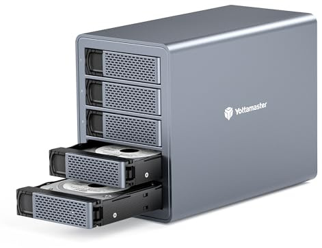 Yottamaster 5 Bay Case per Disco Rigido,Supporto 5X24TB 2,5/3,5 HDD/SSD, Alluminio Box Esterno Hard Disk con Ventilatore Silenzioso da 80 mm- USB3.0 to SATA3.0 6Gbps