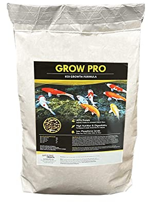 HALF OFF PONDS Grow Pro Koi Fish Food - 10 lb Floating Pellets, 5mm Size - Goldfish Food for Ponds - 40% Protein with Fish Meal & Probiotics - Designed for Rapid Growth & High Digestibility