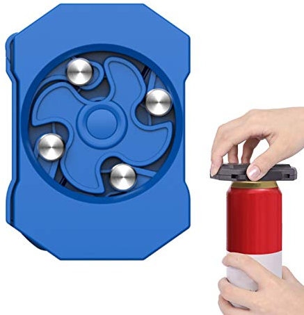 Apriscatole in topless, barattolo con tappo a vite con tappo a vite apribottiglie multifunzionale per 8-19 once Go Swing Apriscatole bordo liscio Lattine per bevande manuali Strumento per (Blu)