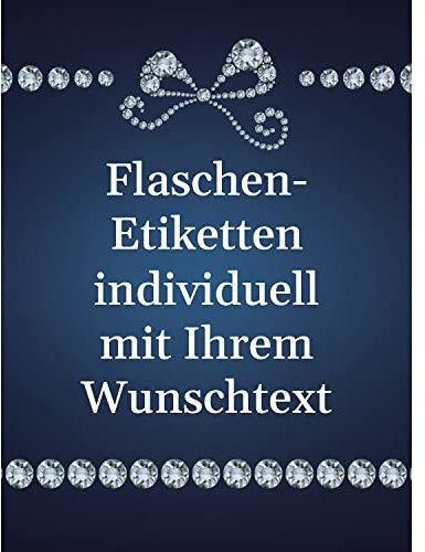 8 Flaschenetiketten selbstklebend mit Text personalisiert - Etikett VIP Party Diamanten - Flaschen Aufkleber für Wein oder Sekt blau edel Hochzeit