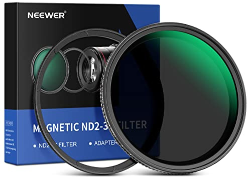 NEEWER Variabelt ND-filter 72 mm Magnetiskt ND2-ND32 (1-5 Stop) med magnetisk adapterring, ingen X/HD Optisk glas/flerskikt/ultratunn/vattenavvisande / reptålig