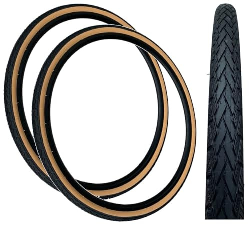 Baldys 700 x 35c Hybrid/Trekking Bike Slick Tyres BLACK/TAN (Pack of 2)