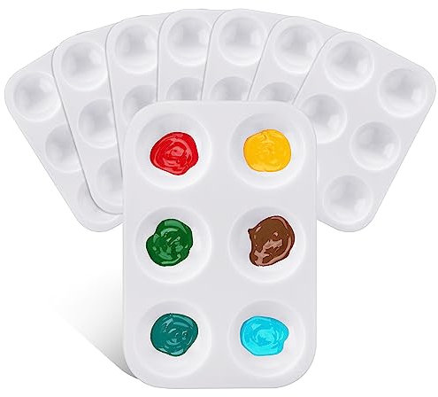 8 Stück Farbtablett, Abeillo Mini Mischpalette Aquarellpalette Kunststoff Kunstmalerei und Bastelunterricht | für Wasserfarben Öl Acryl Malerei | 8.8 x 12.5cm