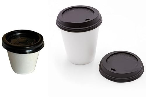 Nicoletti KIT 200 pezzi ESPRESSO e RISTRETTO : 50 tazzine bicchieri carta 100 ml 4oz con 50 coperchi + 50 bicchierini carta 75 ml 2.5 oz con 50 coperchi ideali per Asporto Bar Caffe