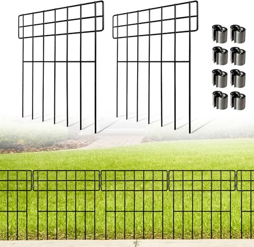 Thealyn 10er-Pack Tierbarriere-Zaun Metall Dekorativer Gartenzaun 43 cm (H) X 33 cm (B) Gesamtlänge 3,3 m Kein Graben-Zaun Patio-Grenze Tierzaun für Hunde Kaninchen im Freien Patio