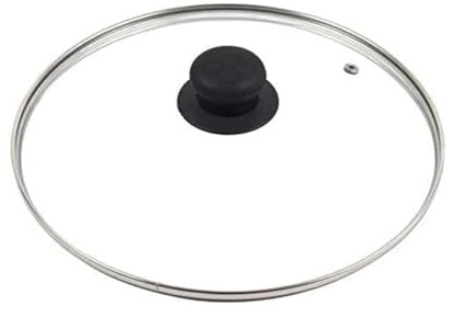 PNJB Vented 34cm Frying Pan Saucepan Glass Lid Cover - 34 Cm, Ensuring Safe and Comfortable, Tempered Glass Construction, Heat Resistant Handle, Simmering Sauces and Soups,