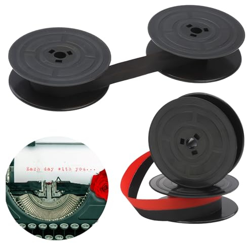 2 x GR4 Ruban pour Machine À Écrire, Ruban Machine a Ecrire Universel en Nylon Compatibles avec Olivetti La Plupart Des Machines À Écrire de 7 Mètres Chacun (Noir + Noir & Rouge)