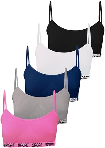 LOREZA ® 5 Reggiseno per Bambina da Allenamento Sportivi in Microfibra Reggiseni - Modello 4-14-16 Anni