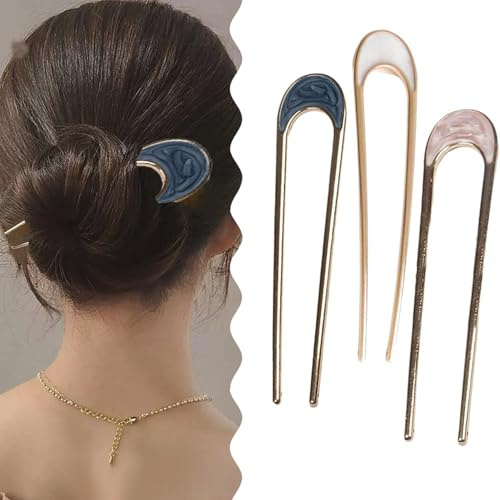 Votvlog 3 Piezas Horquilla Francesa, French Hair Pin Horquillas en Forma de U Para el Pelo U French Hair Pin Horquillas de Estilo Dama de Pelo Torsión Peinado Pin para Mujeres Niñas Accesorio Peinar