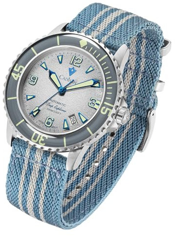 CADISEN Automatik Uhr Herren Mineralglas AR-Beschichtung 100M Wasserdicht Armbanduhr Beiläufig (8239weiß)