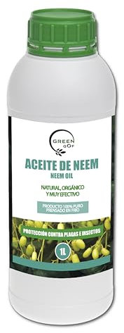 GREENGOF Aceite de Neem 1L - Solución Natural Multiusos - Alta Eficacia - Extracción en Frío - Aplicación Sencilla para Uso Interior y Exterior - 100% Orgánico y Natural - Árbol Azadirachta.