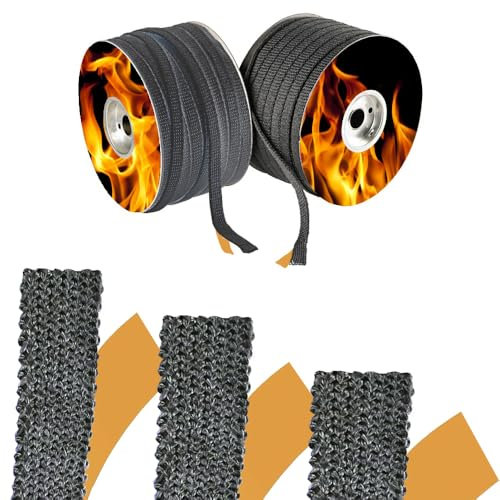 Easyricambi - Guarnizione per Stufa a Legna, Camino, Stufa a Pellet, Guarnizione Alta Temperatura (+550 °C) Adesiva Nera in Fibra di Vetro, Larghezza: 8 mm e Spessore: 3 mm (Lunghezza 2 Metri)