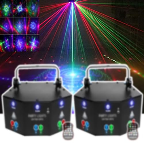 GCLCPAEN Luces De DJ para Fiestas, Equipo De Iluminación De Escenario De 2 Piezas, Control De Voz/Flash/Autopropulsado, con Control Remoto, Función De Memoria, para Clubes, Bailes, Bares Y Conciertos