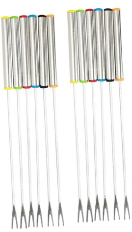 iplusmile 12 pezzi Forchette Fonduta Acciaio con Isolante per Formaggio Dessert e Frutta Utensili Barbecue e Feste Impugnatura Rotonda Antiscottatura Facili da in Lavastoviglie