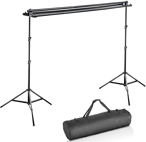 Walimex pro 3-fach Hintergrundsystem 145-290cm I für bis zu 3 Leinwände aus Papier & Stoff I stabiles Fotohintergrund System für Studio & Mobil I für Fotografie, Video & Green Screen I Höhe bis 256cm