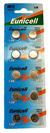 Eunicell, batterie alcaline AG13 per orologio, confezione da 10 pezzi (AG13 G13 SR44 LR44 A76 V13GA PX76A 357)
