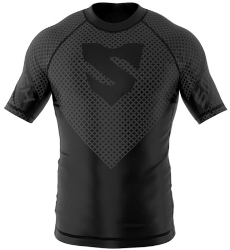 SMMASH Kurzarmes Rashguard für Herren, Funktionsshirt MMA BJJ Kickboxen Thai Box Cross-Training Fitness, Atmungsaktiver T-Shirt, Professionelle Sportbekleidung für Männer mit silbernen Ionen-Fasern
