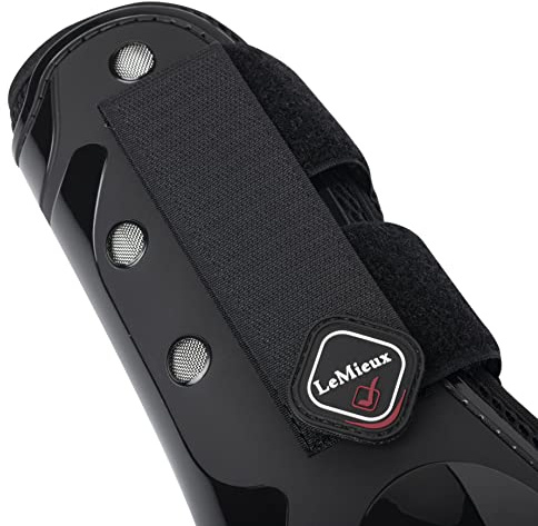 LeMieux Derby Projump Tendon Horse Boots in Black with Close Fitting Vented TPU Shell, Inner Lining & Cut Away Design - Large